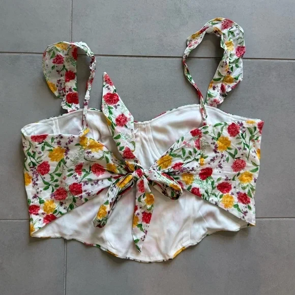 Francesca’s - Bow Back Corset Floral Blouse - Picture 6 of 7